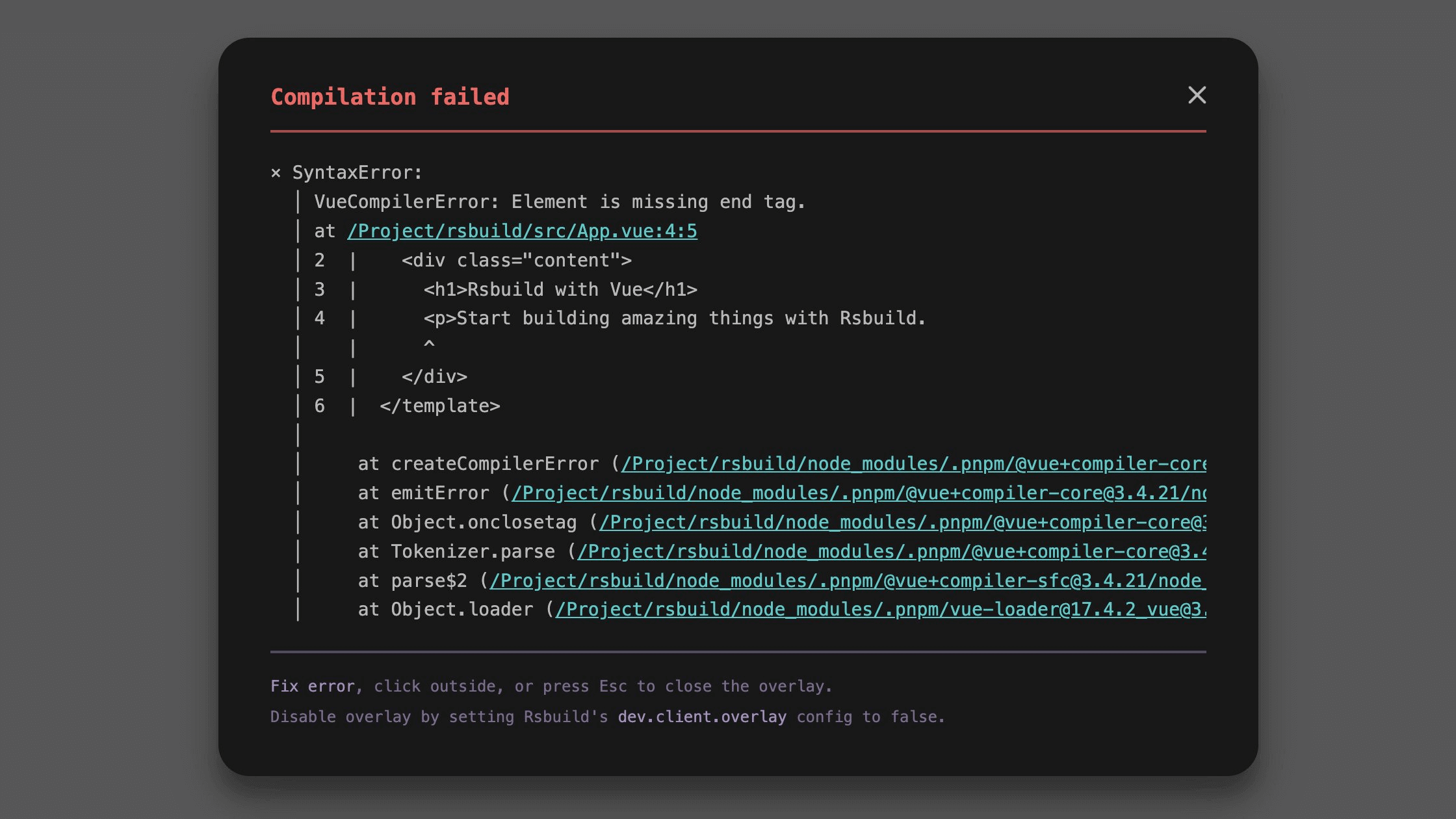 error overlay